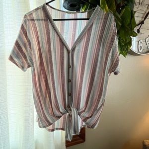 Medium Button Down Shirt Sleeve Blouse